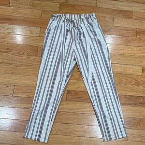 Soho Apparel Women’sStriped Chinos in Black and White